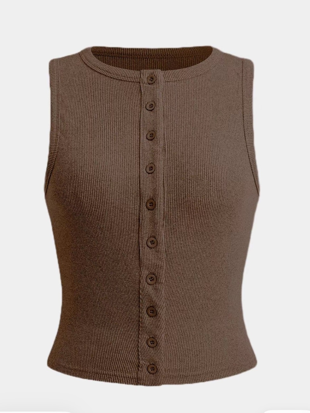 Button-Front Ribbed Knit Tank